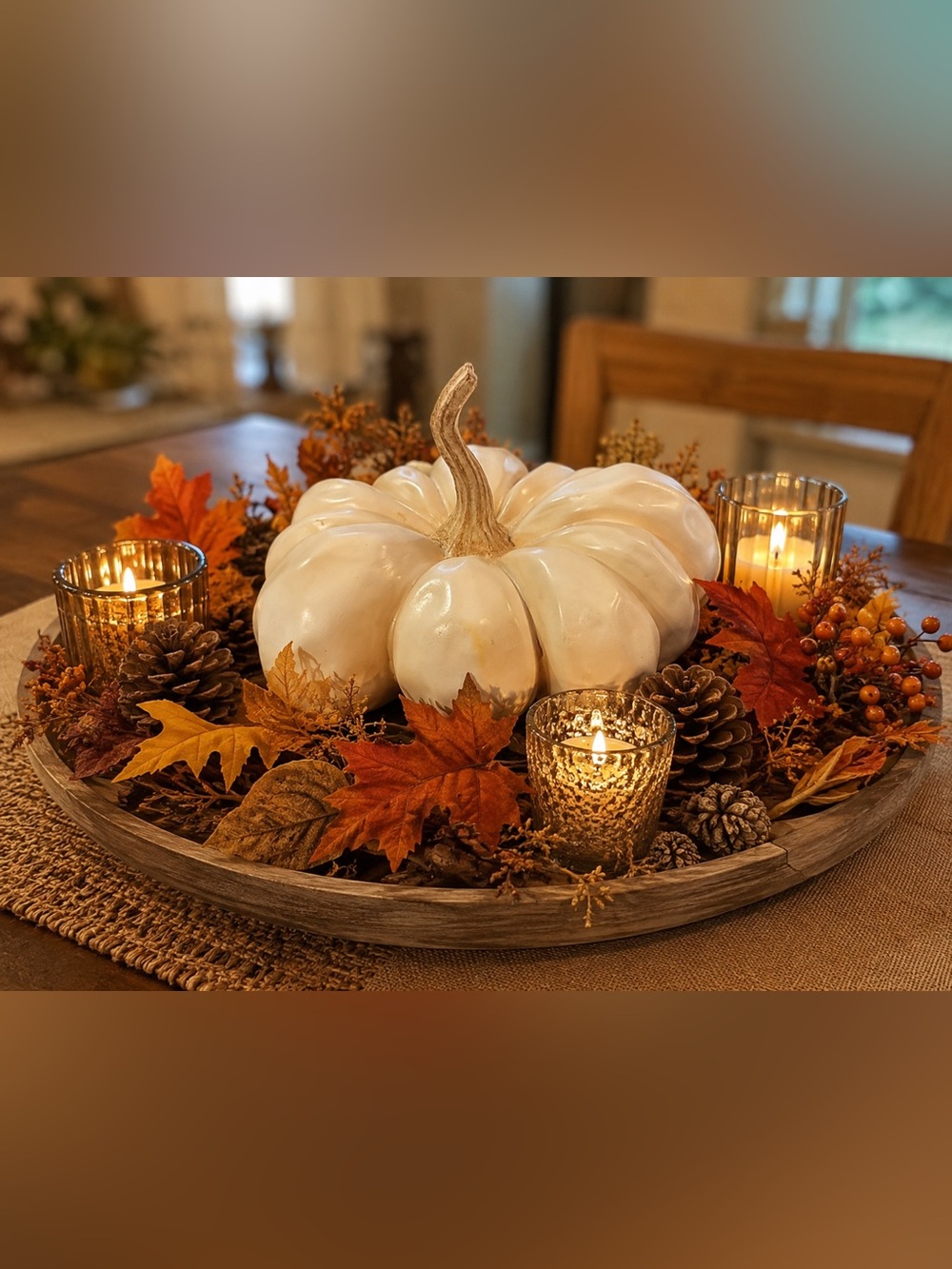 Hobby Lobby White Decorative Pumpkin Accent NWT